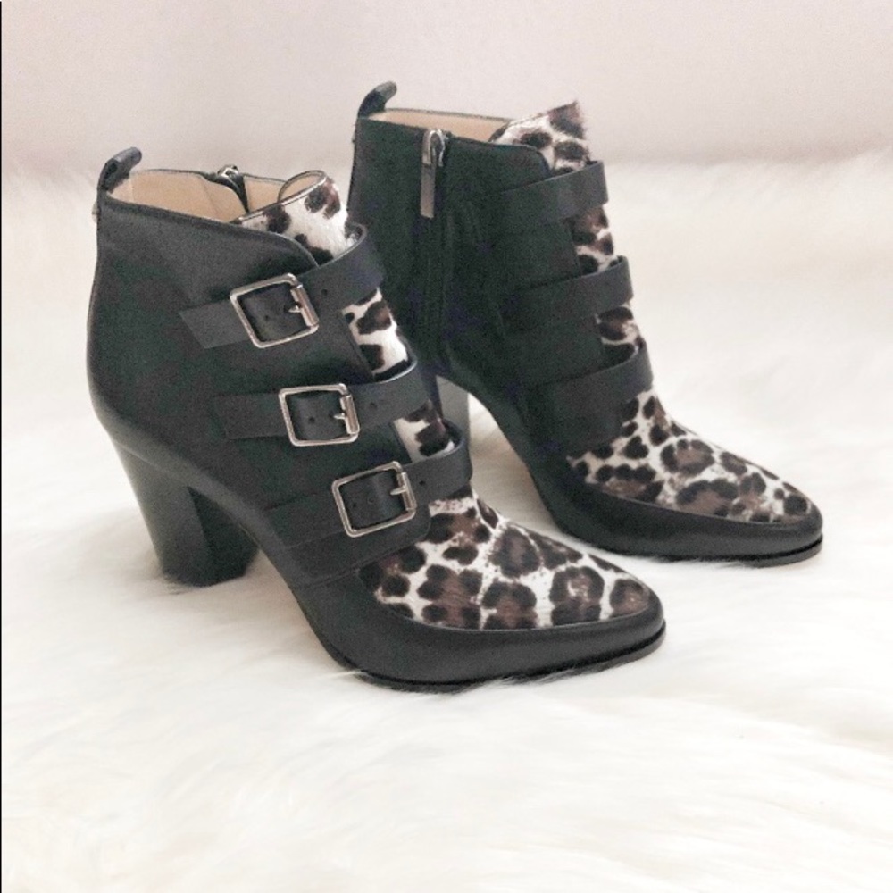 Jimmy Choo Leopard Buckle Ankle Boots Booties